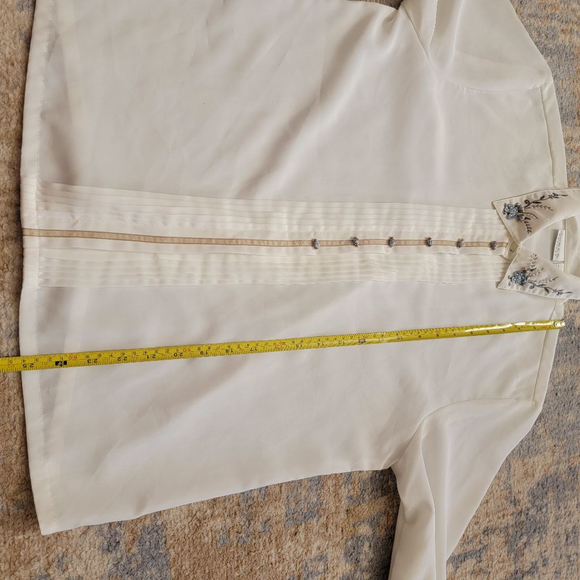 Vintage Koret Petites Women's 10 White Button Up Beaded Embroidered Collar - Picture 8 of 8